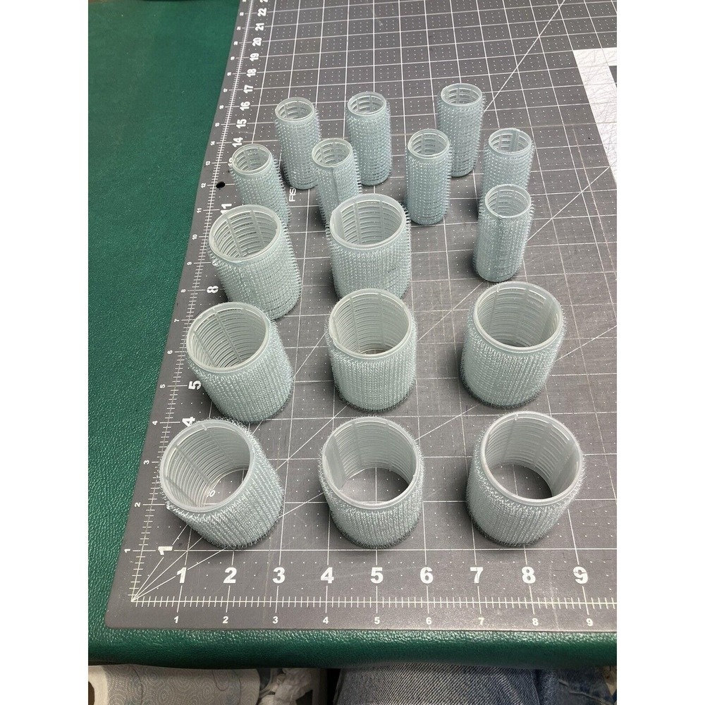 16 Self Grip Rollers Plastic Hair Mesh Curlers Used